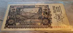 ESTATE/REICHSMARK/REICHSBANKNOTE/20 MARK/KN 7 DIGIT/GHETTO/WW2/THIRD REICH