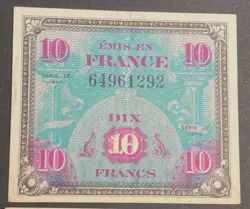 UNC WW2 FRENCH 10 FRANC 1944 (ALLIED OCCUPATION CURRENCY) FRANCE BANKNOTE CRISP