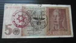 GERMANY 5 REICHSMARK 1942  WWII HAND STAMPED ~132