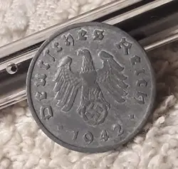GERMAN 1 REICHSPFENNIG ~ GERMANY ~ VINTAGE WW2 1PF COIN 1942 A