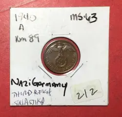 1940A GERMANY THIRD REICH SWASTIKA WORLD WAR 2! 1 PFENNIG! SWASTIKA! OLD COIN!