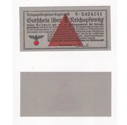 CAMP MONEY 1 REICHSPFENNIG UNC ORIGINAL / WW2 POW CAMP MONEY / C-3751 / R-515