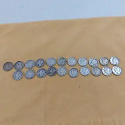 LOT 21 MERCURY DIMES 1944 CIRCULATED SILVER WW2-ERA READ