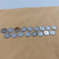 LOT 17 MERCURY DIMES 1942 CIRCULATED SILVER WW2-ERA READ