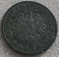 GERMAN COIN 1 REICHSPFENNIG 1945 F ZINC ALLIED OCCUPATION 3RD REICH WW2 (B250)