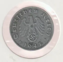RARE WWII GERMAN PFENNIG WAR 1941-D WW2 GERMANY 1 REICHSPFENNIG COLLECTION COIN
