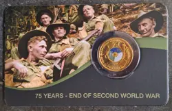 2020 AUSTRALIA 75TH ANNIVERSARY END OF WW2 UNC $2 COIN ON CARD