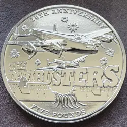 2013 £5 BAILIWICK GUERNSEY 70TH ANNIVERSARY WW2 DAMBUSTERS FIVE POUNDS CROWN