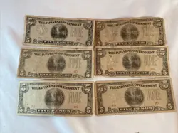 6 PHILIPPINES 1942 5 PESO (JAPANESE OCCUPATION) WW2  BANKNOTES