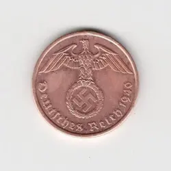 1937 A 2 REICHSPFENNIG NAZI COIN GENUINE BRONZE THIRD REICH GERMANY WW2 NEAR AU