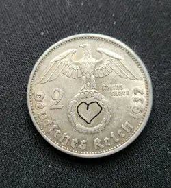 GERMAN 2 REICHSMARK 1937  HINDENBURG SILVER COIN 3RD REICH WW2 UNC MK