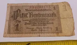 1937 GERMANY  1 RENTENMARK  BANKNOTE CIRCULATED AUTHENTIC PRE WW2 ERA