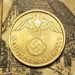 GERMANY  1937 A  10  REICHSPFENNIG  3RD REICH WW2 PFENNIG RP