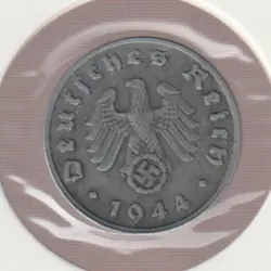 RARE WWII GERMAN PFENNIG WAR 1944-E WW2 GERMANY 1 REICHSPFENNIG COLLECTION COIN