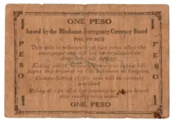 1943 PHILIPPINE PROVINCE OF MINDANAO 1P WW2 EMERGENCY S485A SIGNED PANGALINAN