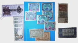 16PCS WORLD BANKNOTES, WW1 TO WW2 ERA, INCL. MILITARY CURRENCY, VARIOUS GRADES