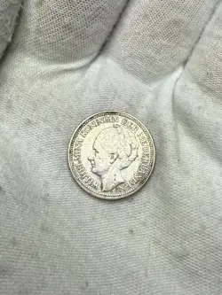 WW2 NETHERLANDS 25 CENT  1941 SILVER COIN WORLD WAR TWO H43