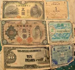 FOREIGN BANKNOTES, WW2 MILITARY CURRENCY, CIRCULATED  BUT GOOD CONDITION 