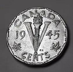 1945 CANADA 5 CENTS COIN - KING GEORGE VI         