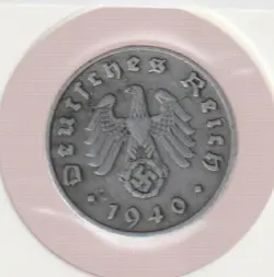 RARE WWII GERMAN PFENNIG WAR 1940-A WW2 GERMANY 1 REICHSPFENNIG COLLECTION COIN