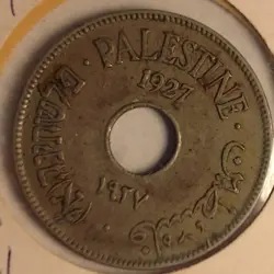 RARE PRE-WW2 ERA COIN BRITISH ISRAEL PALESTINE 10 MILS 1927 VF+ NICE COIN