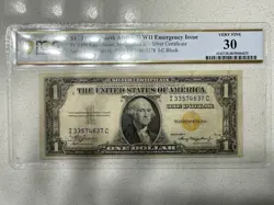1935-A NORTH AFRICA WW2 EMERGENCY ISSUE FR 2306 $1 SILVER CERTIFICATE PCGS 30 VF