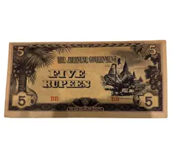 BURMA WW2 CURRENCY JAPANESE OCCUPATION 5 RUPEE