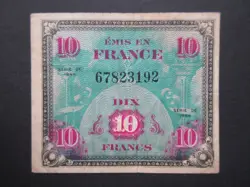 10 FRANCS 1944 FRANCE AMC (ALLIED MILITARY CURRENCY) P-116 VF WW2 (02)