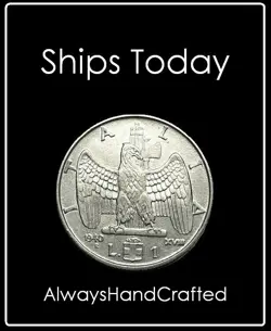 1 LIRA ITALY MUSSOLINI COIN - 27MM WW2 ITALIAN FASCIST EAGLE - FREE SHIPPING