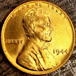 1944 LINCOLN WHEAT CENT-SUPERB RED GEM MS+ FROM OBW ROLL! WW2! RARE-LOW SURVIVAL