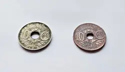 SET OF 2: 1918 & 1930 FRANCE 10 CENTIMES COIN WW1, WW2