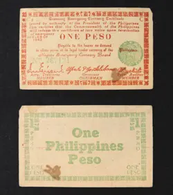 *PHILIPPINES NEGROS WW2 GUERRILLA CURRENCY 1 PESO 1944 BANKNOTE[A188]