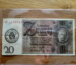 ESTATE/REICHSMARK/REICHSBANKNOTE/20 MARK/1929/GHETTO/WW2/THIRD REICH/UNIQUE 