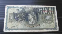 GREECE BANKNOTE 1000 DRACHMA GERMAN OCCUPATION WWII HAND STAMPED #24