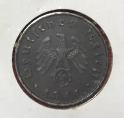 1941A GERMANY THIRD REICH SWASTIKA WORLD WAR 2! 10 PFENNIG! SWASTIKA! OLD COIN!