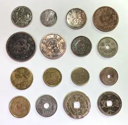 LOT OF 16 JAPAN OLD VARIOUS COINS WW2 & ANTIQUE INCLUDE SILVER - EG-72