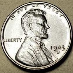 1943 D/D STEEL WHEAT CENT-DOUBLING ON DATE, LIBERTY & ABE! CHOICE! AU/BU! WW2!!!