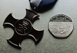 BRITISH DISTINGUISHED SERVICE MEDAL & SILVER WW2 D-DAY LANDINGS COMMEMORATIVE