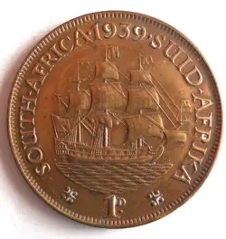 1939 SOUTH AFRICA PENNY - AU - UNCOMMON WW2 DATE COIN - LOT #D30