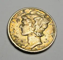 RARE OLD 1945 S 90% SILVER WORLD WAR 2 ERA DIME COLLECTOR COIN