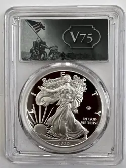 2020 W END OF WORLD WAR WW2 V75 PRIVY AMERICAN SILVER EAGLE PROOF PR68 PCGS