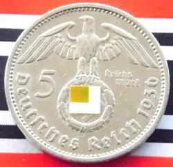 GERMAN COIN 5 REICHSMARK 1936 A SWASTIKA HINDENBURG SILVER 3RD REICH WW2 MARK BU