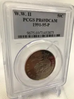 1991-95-P 50C WW2 COMMEMORATIVE HALF DOLLAR PCGS PR69 DCAM