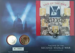 2005 END OF WW2 £2 COIN AND MEDAL COVER BRILLIANT UNCIRCULATED TWO POUNDS