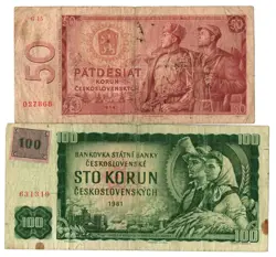 2 LARGE COLD WAR BILLS FROM CZECHOSLOVAKIA @ $3.49!! SOVIET SOLDIER/WW2 PARTISAN