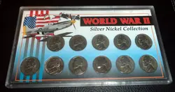 WORLD WAR 2 II SILVER NICKEL COLLECTION SET OF 11 35% SILVER COINS
