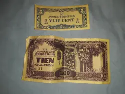 WW2 ERA DE JAPANSCHE REGEERING VIJF CENT 5 TIEN GULDEN 10 LOT BUNDLE 