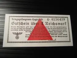WW2 GERMAN PRISONER OF WAR CAMP GENERAL ISSUE CURRENCY 1 REICHSMARK