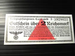 WW2 GERMAN PRISONER OF WAR CAMP GENERAL ISSUE CURRENCY 2 REICHSMARK