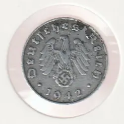 RARE WWII GERMAN PFENNIG WAR 1942-B WW2 GERMANY 1 REICHSPFENNIG COLLECTION COIN